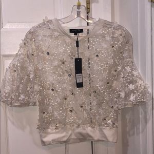 Beulah - white see through studded blouse